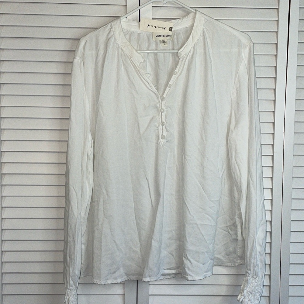 Cloth & Stone Anthropologie white boho top L